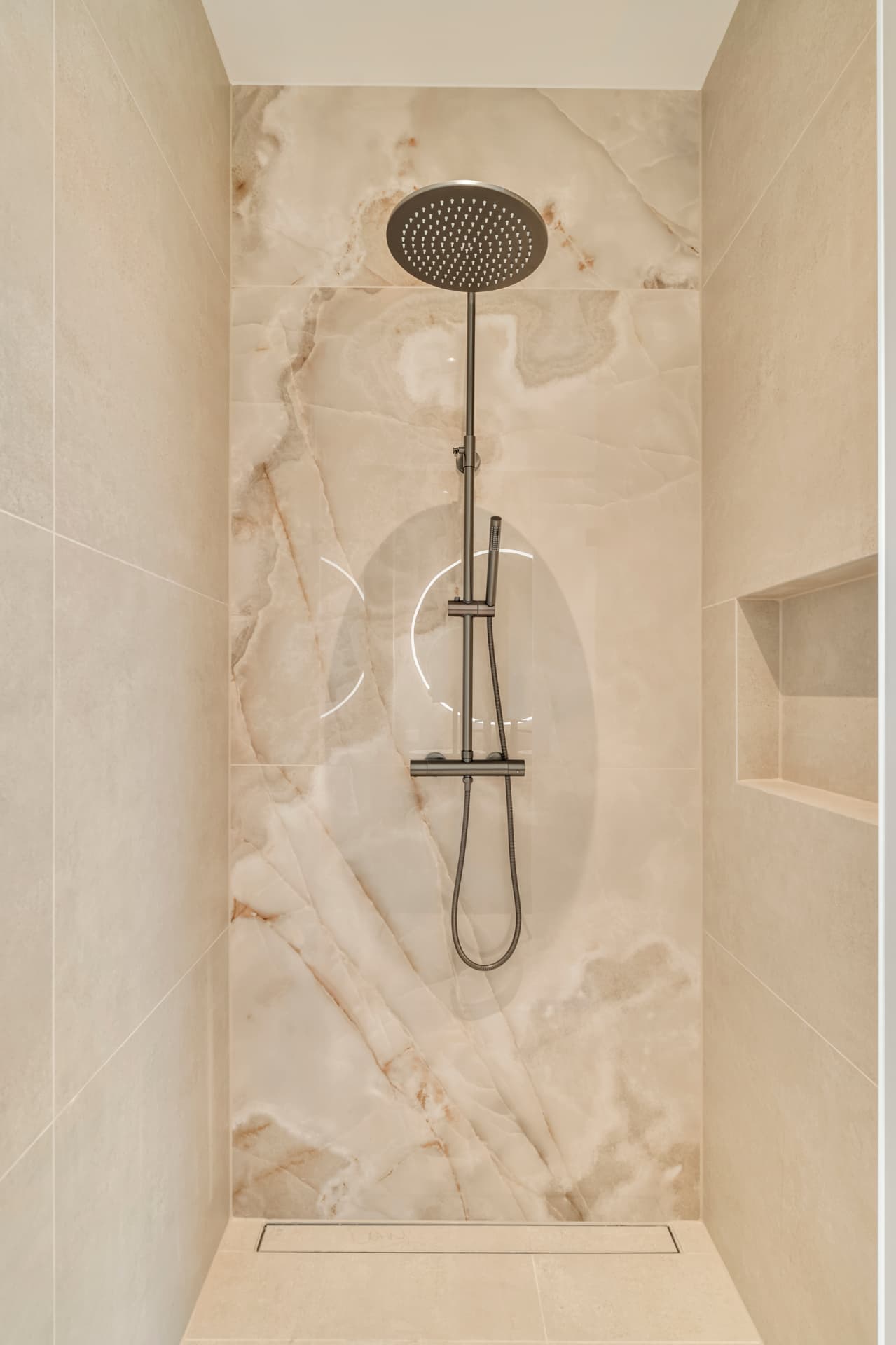 Marble walk-in shower