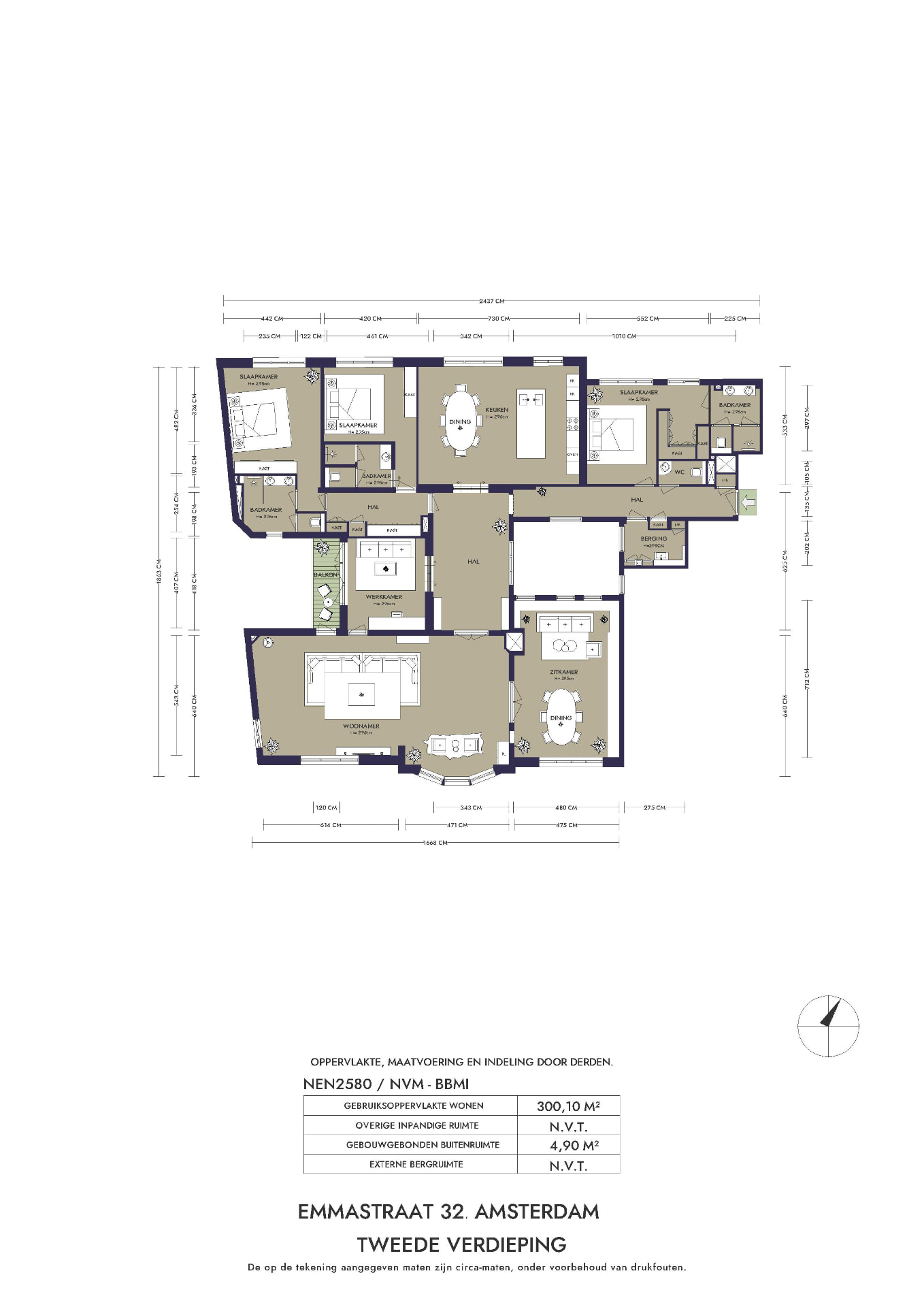 Floor plan of Emmastraat 32, second floor